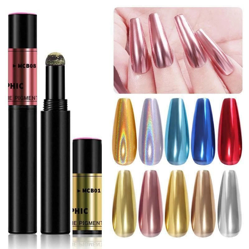 Chrome Nail Powder Pen for Gel Nails | Mirror Effect Pigment