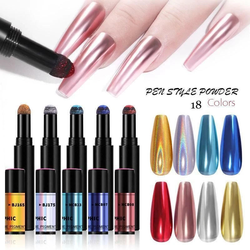 Chrome Nail Powder Pen for Gel Nails | Mirror Effect Pigment