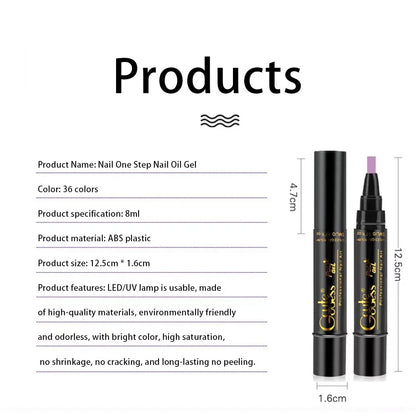 3 In 1 Gel Polish Nail Art Pen One Step Gel Varnish Base Coat Pencil Manicure