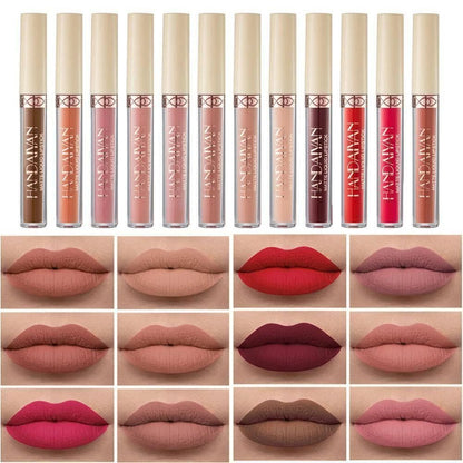 Handaiyan 12 Piece Matte Liquid Lipstick Set Long Lasting Waterproof Nude Pink Red Lip Colours