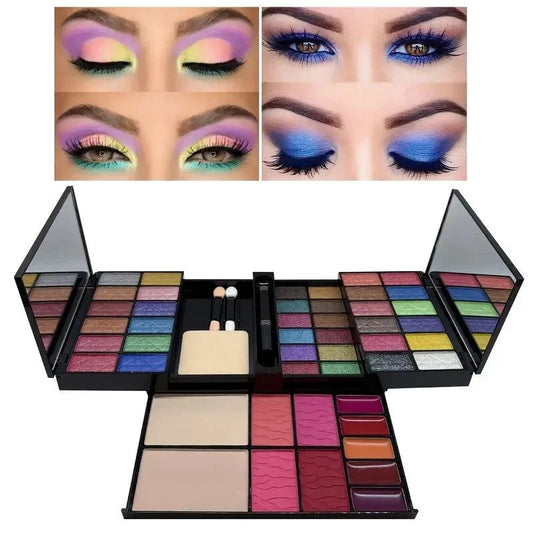 All-in-One Professional Makeup Kit – Eyeshadow, Blush, Lip Color & Face Powder Set