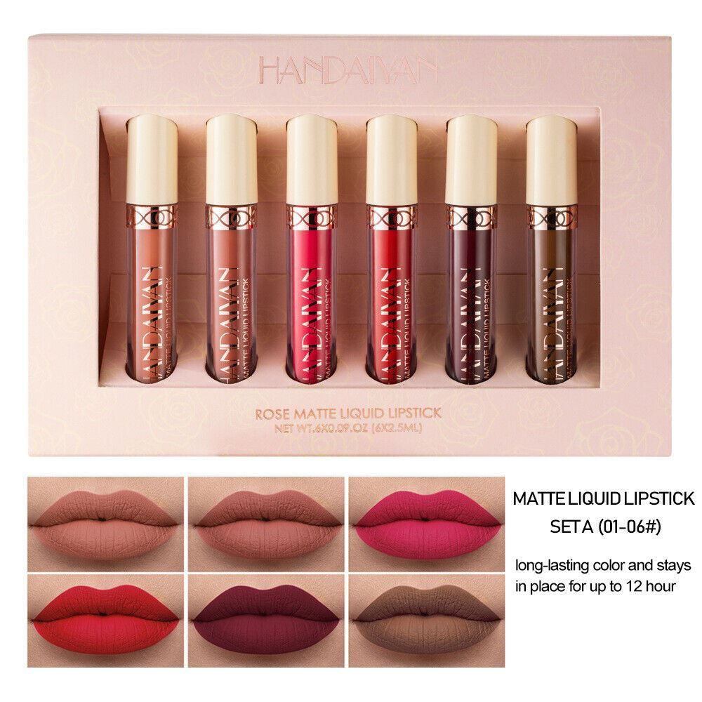 Handaiyan Matte Liquid Lipstick Set – 12 Long Lasting Waterproof Nude, Pink & Red Lipstick Collection