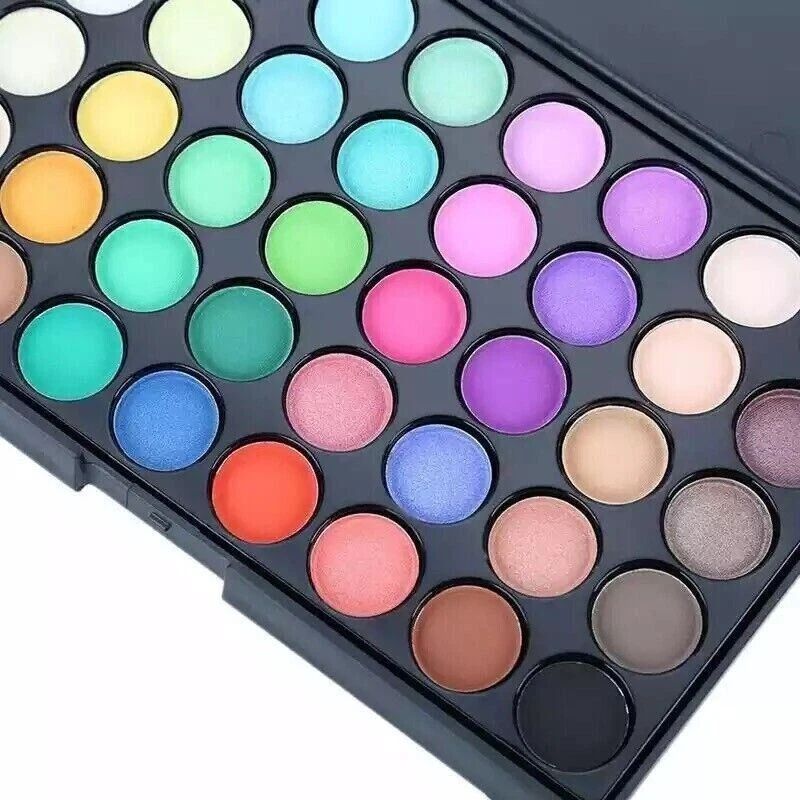 Makeup palette with a variety of colorful eyeshadows