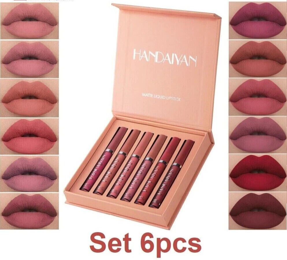 Handaiyan 12 Piece Matte Liquid Lipstick Collection Featuring Two Complete Lipstick Sets with Nude Pink Red Mauve and Wine Shades