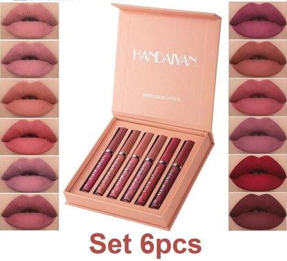 Handaiyan 12 Piece Matte Liquid Lipstick Collection Featuring Two Complete Lipstick Sets with Nude Pink Red Mauve and Wine Shades