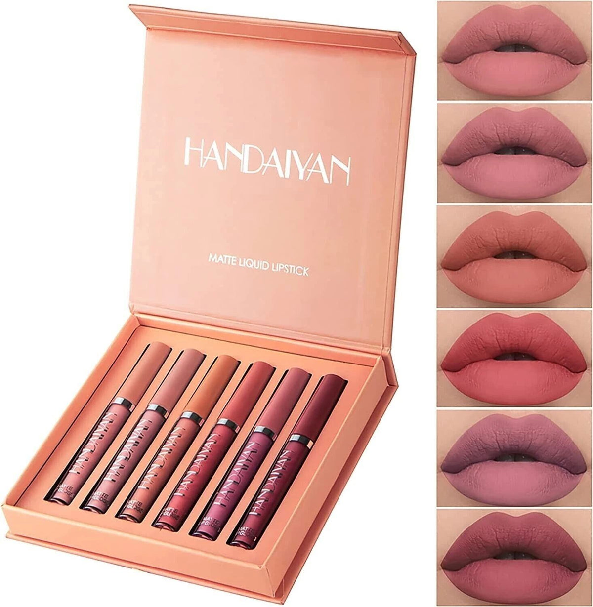 Handaiyan 12 Piece Matte Liquid Lipstick Collection Featuring Two Complete Lipstick Sets with Nude Pink Red Mauve and Wine Shades