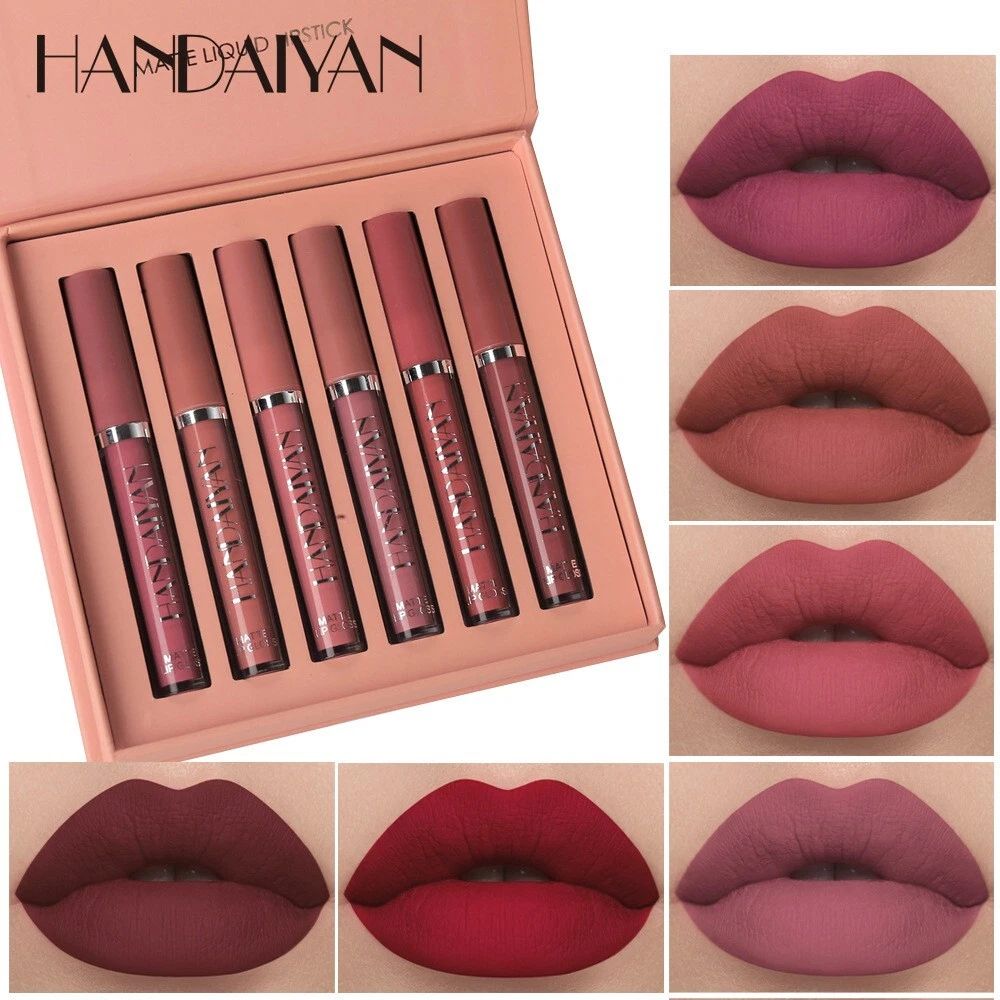 Handaiyan 12 Piece Matte Liquid Lipstick Collection Featuring Two Complete Lipstick Sets with Nude Pink Red Mauve and Wine Shades
