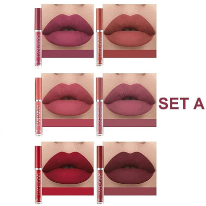 Handaiyan 12 Piece Matte Liquid Lipstick Collection Featuring Two Complete Lipstick Sets with Nude Pink Red Mauve and Wine Shades