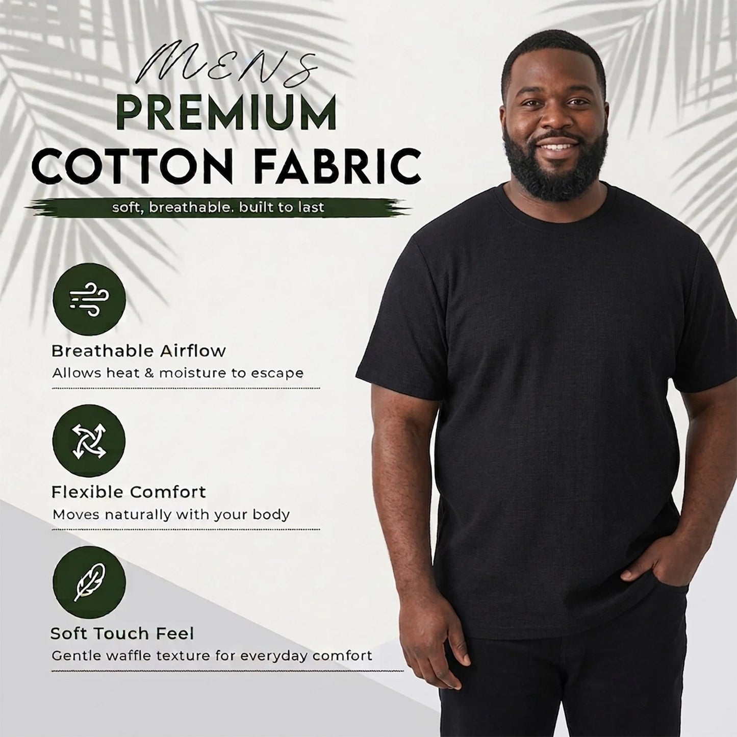 Men's 5-Pack Plain Black T-Shirts | 100% Cotton Short Sleeve 5XL