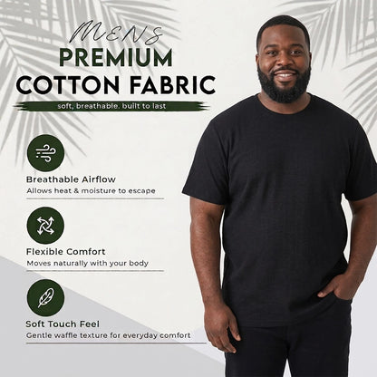 Men's 5-Pack Plain Black T-Shirts | 100% Cotton Short Sleeve 5XL