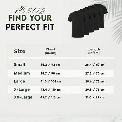 Men's 5-Pack Plain Black T-Shirts | 100% Cotton Crew Neck Tees
