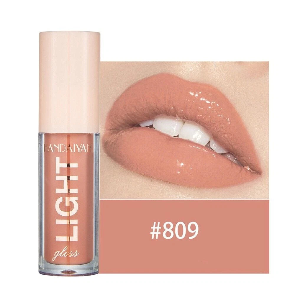 Lip gloss with a close-up of lips wearing the color, brand 'YANQIYA' visible.