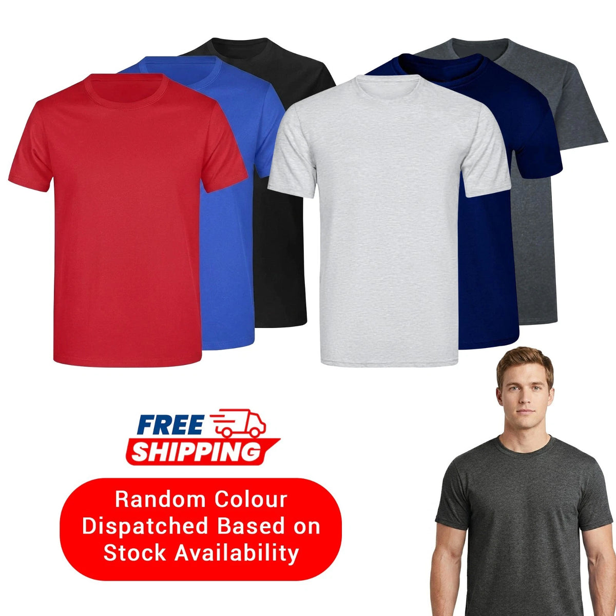 3 Pack Men's 100% Cotton Plain T-Shirts – Short Sleeve Crew Neck Basic Tees
