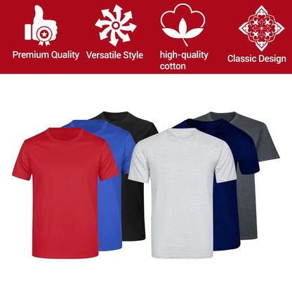 3 Pack Men's 100% Cotton Plain T-Shirts – Short Sleeve Crew Neck Basic Tees