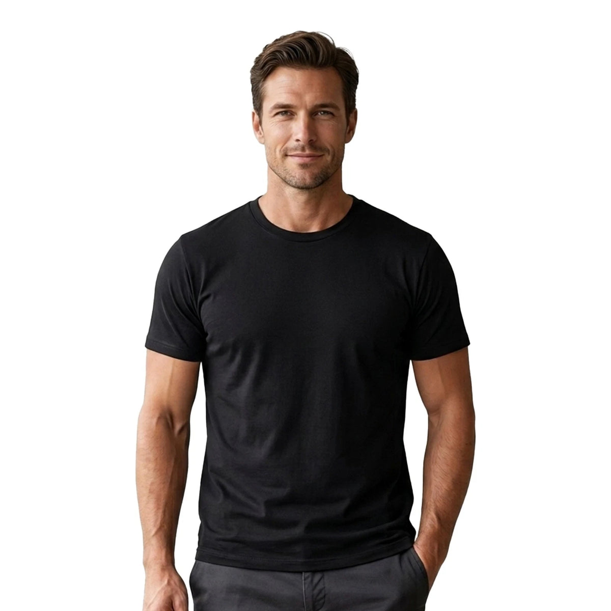 3 Pack Men's 100% Cotton Plain T-Shirts – Short Sleeve Crew Neck Basic Tees