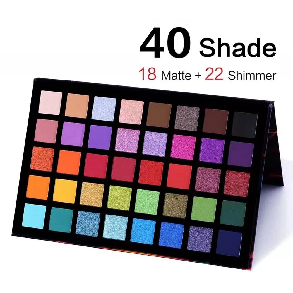 Makeup palette with 40 shades on a white background