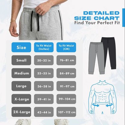 Men's 3 Pack Side Stripe Joggers – Cotton Blend Sweatpants with Drawstring Waist